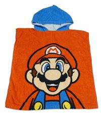 Červeno-zelené froté osuškové pončo s kapucí 