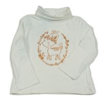 Bílý rolák s laní a květy C&A