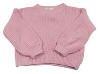 Růžový žinylkový svetr H&M