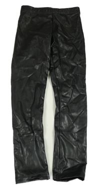 Černé koženkové zateplené legíny H&M