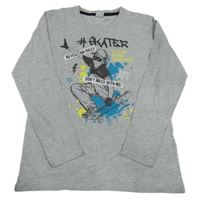 Šedé triko se skejťákem Y.F.K.