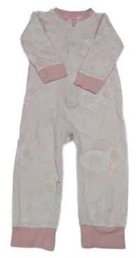 Světlerůžovo-bílý pruhovaný květovaný overal 