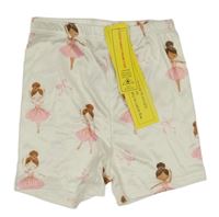 Nové - Bílé elastické kraťasy s baletkami Shein
