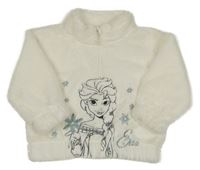 Bílá kožešinová mikina s Elsou Disney