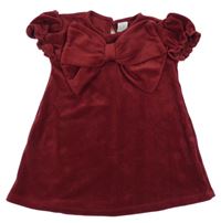 Vínové sametové šaty s mašlí H&M