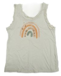 Smetanový top s duhou a volánky H&M