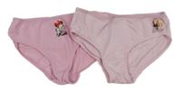 2set - 2x růžové kalhotky s potiskem H&M
