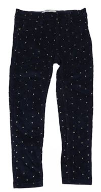 Tmavomodré elastické manšestráky se srdíčky Denim Co.