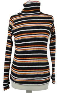 Dámský pruhovaný žebrovaný svetrový rolák 