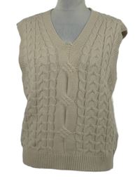 Dámská béžová vzorovaná pletená vesta 