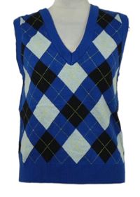 Dámská modro-černo-bílá károvaná svetrová vesta Primark