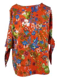 Dámská červená květovaná halenka s volnými rameny M&S