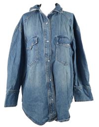 Dámská modrá riflová košilová oversized bunda H&M