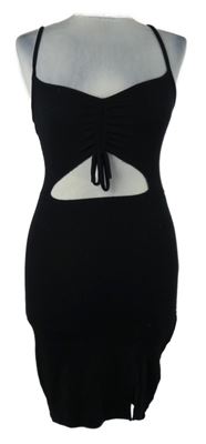 Dámské černé žebrované šaty s průstřihem FB Sister 