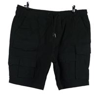 Pánské černé plátěné cargo kraťasy s kapsami Denim 