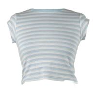 Dámské bílo-světlemodro-růžové pruhované crop tričko H&M