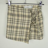 Dámská béžovo-černá kostkovaná skort sukně se šněrováním Bershka 