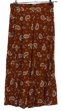 Dámské skořicové vzorované culottes kalhoty Zara 