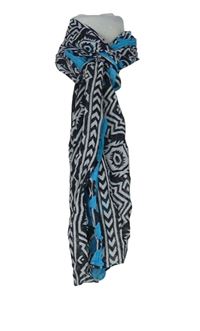 Dámská černo-bílo-modrá vzorovaná šála 