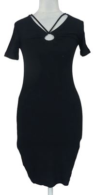 Dámské černé žebrované šaty se sponou Primark 
