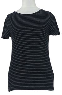 Dámské černé proužkované tričko H&M