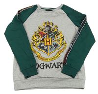 Šedo-zelená mikina s potiskem Harry Potter 