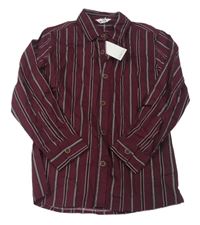 Vínovo-černá pruhovaná košile M&Co.