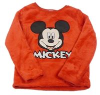 Červená chlupatá mikina s Mickey mousem Disney