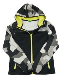 Černo-vzorovaná sportovní funkční propínací mikina s kapucí zn. Crane