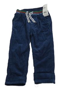 Nové - Tmavomodré manšestráky s úpletovým pasem Mothercare