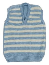 Modro-bílá pruhovaná pletená vesta