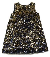 Tmavomodro-zlaté flitrované šaty Name it