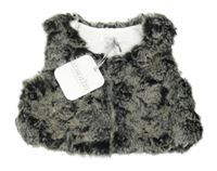 Nové - Černo-šedá kožešinová vesta Aborba