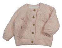 Světlerůžový zateplený propínací svetr nutmeg