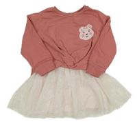 Růžovo-bílé teplákovo/tylové šaty s medvídkem Pudsey George