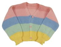 Barevný pruhovaný crop svetr Shein