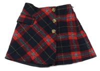 Tmavomodro-červená károvaná vlněná sukně St. Bernard