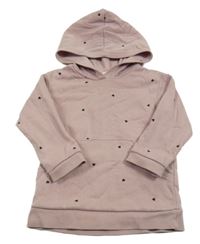 Světlerůžová mikina se srdíčky a kapucí H&M