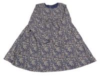 Tmavomodré květinové bavlněné šaty Next