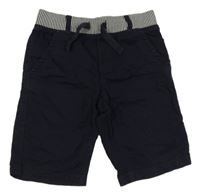 Tmavomodro-pruhované plátěné kraťasy 