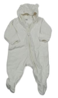 Bílá sametová podšitá kombinéza s oušky