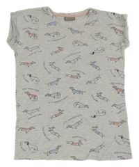 Šedé melírované tričko s jezevčíky 