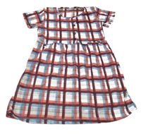 Bílo-modro-červené kostkované šaty 