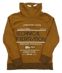 Hnědá žebrovaná mikina s nápisy 