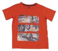 Červené tričko s cyklistou Tchibo