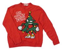 Červený svetr s vánočním stromečkem H&M