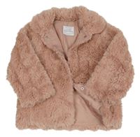 Růžová chlupatá podšitá kožešinová bunda Primark