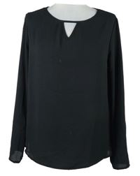 Dámská černá lehká halenka s ozdobným výstřihem  Shein