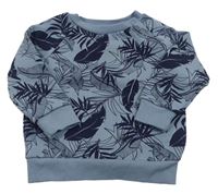 Světle-tmavomodrá mikina s listy Primark