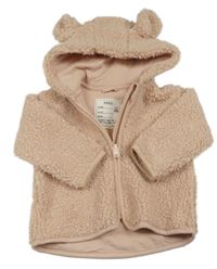 Světlerůžová huňatá propínací podšitá mikina s kapucí M&S